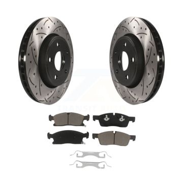 Front Drilled Slot Disc Brake Rotor Ceramic Pad Kit For Jeep Grand Cherokee Dodge Durango KDC-100033