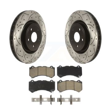 Front Drilled Slot Disc Brake Rotor Ceramic Pad Kit For Jeep Grand Cherokee Dodge Durango KDC-100034