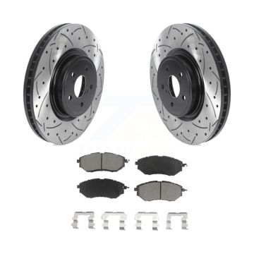 Front Coat Drill Slot Disc Brake Rotor Ceramic Pad Kit For Subaru Forester Outback Legacy KDC-100035