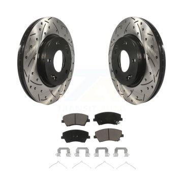 Front Coated Drilled Slotted Disc Brake Rotors And Ceramic Pads Kit For Hyundai Elantra KDC-100043