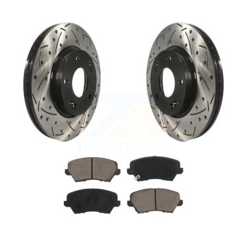 Front Drilled Slot Brake Rotors Ceramic Pad Kit For Kia Forte Hyundai Elantra GT Veloster KDC-100047