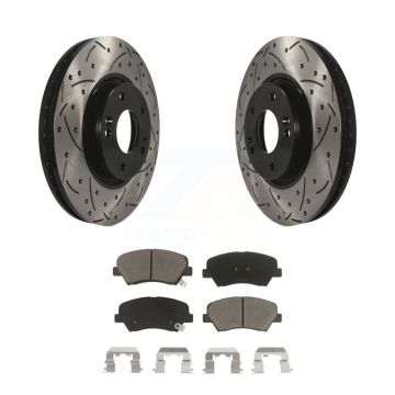 Front Drill Slot Brake Rotors Ceramic Pad Kit For 14 Kia Forte SX With 15" Factory Wheels KDC-100051