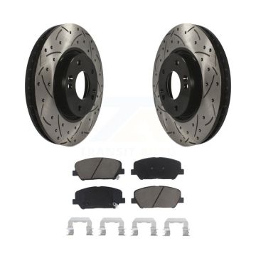 Front Drill Slot Brake Rotors Ceramic Pad Kit For 2013-2015 Hyundai Veloster Turbocharged KDC-100052