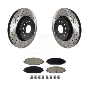 Front Coated Drilled Slotted Disc Brake Rotors And Ceramic Pads Kit For Ram 1500 KDC-100054