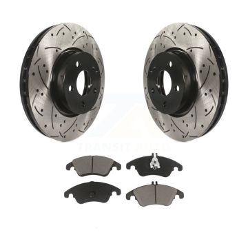 Front Drilled Slot Brake Rotor Ceramic Pad Kit For Mercedes-Benz C300 E350 C350 E400 E250 KDC-100057