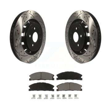 Front Drill Slot Brake Rotor Ceramic Pad Kit For Ford Explorer Flex Taurus Police Utility KDC-100058