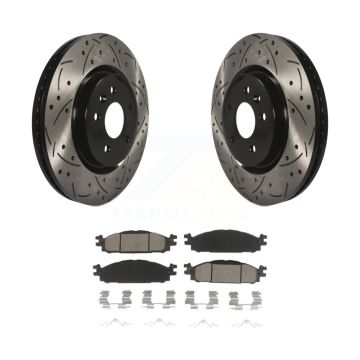 Front Drilled Slot Brake Rotors Ceramic Pad Kit For Ford Explorer Flex Taurus Lincoln MKT KDC-100059