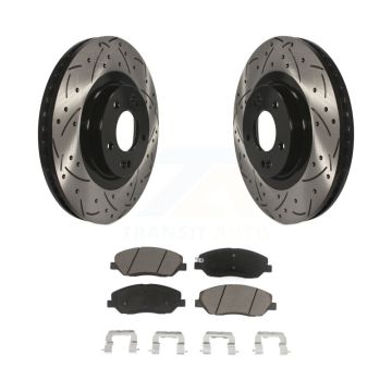Front Drill Slot Disc Brake Rotors Ceramic Pad Kit For 2013-2016 Hyundai Santa Fe XL 3.3L KDC-100061