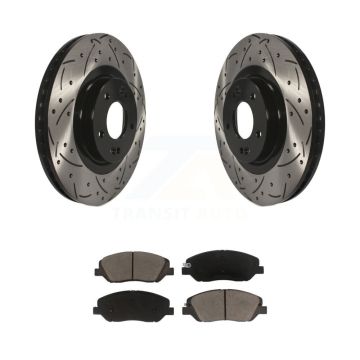 Front Coated Drilled Slotted Disc Brake Rotor And Ceramic Pad Kit For Hyundai Santa Fe XL KDC-100062