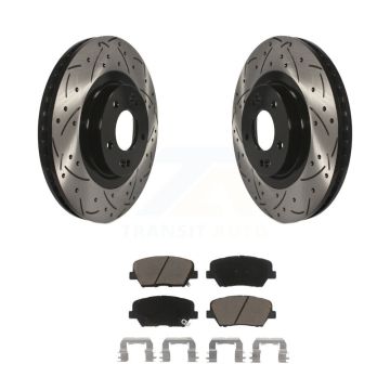 Front Drill Slot Disc Brake Rotors Ceramic Pad Kit For Kia Sorento Hyundai Santa Fe Sport KDC-100063
