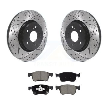 Front Drilled Slot Disc Brake Rotors Ceramic Pad Kit For Honda Civic Accord Acura Integra KDC-100065