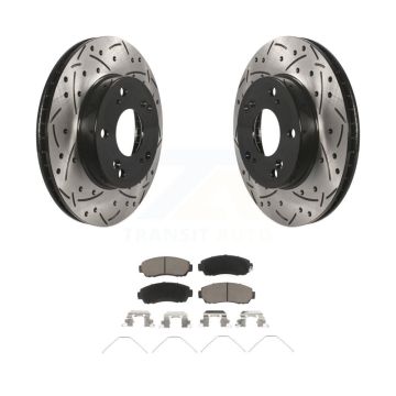 Front Coated Drilled Slotted Disc Brake Rotors And Ceramic Pads Kit For Honda Civic KDC-100069