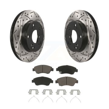 Front Coated Drilled Slotted Disc Brake Rotor & Ceramic Pad Kit For Honda Civic Acura ILX KDC-100070