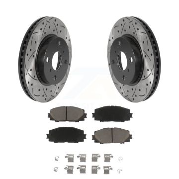 Front Coat Drill Slot Disc Brake Rotors Ceramic Pad Kit For Toyota Yaris Prius C Scion iQ KDC-100072