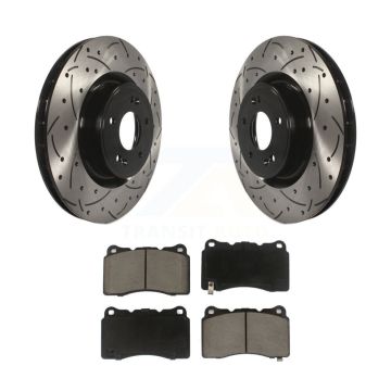 Front Coated Drilled Slotted Disc Brake Rotor & Ceramic Pad Kit For Hyundai Genesis Coupe KDC-100073
