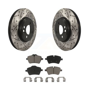 Front Coated Drilled Slotted Disc Brake Rotors Ceramic Pad Kit For Mini Cooper Countryman KDC-100084