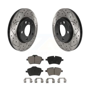 Front Coat Drill Slot Disc Brake Rotor Ceramic Pad Kit For Mini Cooper Countryman Paceman KDC-100085