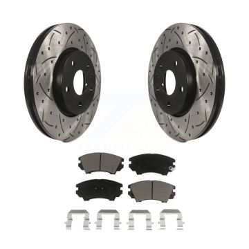 Front Coated Drill Slot Disc Brake Rotor Ceramic Pad Kit For Chevrolet Camaro GMC Terrain KDC-100086