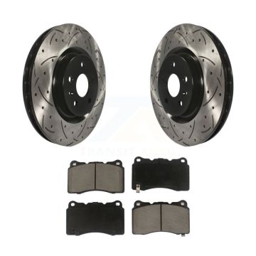 Front Coated Drilled Slotted Disc Brake Rotors Ceramic Pad Kit For Pontiac G8 Buick Regal KDC-100087