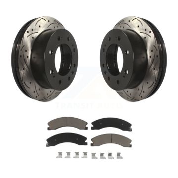 Front Drilled Slot Brake Rotor Ceramic Pad Kit For GMC Chevrolet Sierra 2500 HD Silverado KDC-100092