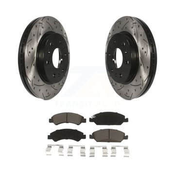 Front Drilled Slot Brake Rotor Ceramic Pad Kit For GMC Sierra 1500 Chevrolet Silverado XL KDC-100094