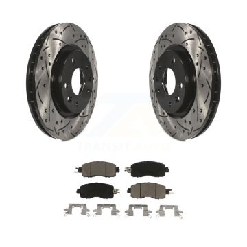 Front Coated Drilled Slotted Disc Brake Rotors And Ceramic Pads Kit For Nissan LEAF KDC-100095