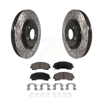 Front Coated Drilled Slotted Disc Brake Rotors And Ceramic Pads Kit For Nissan Rogue KDC-100097