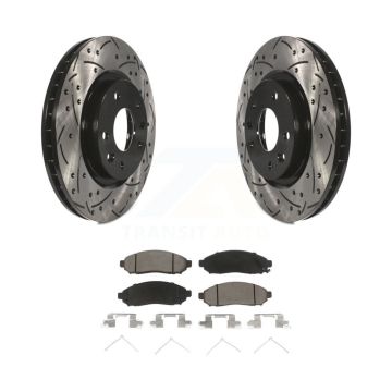 Front Coated Drilled Slotted Disc Brake Rotors And Ceramic Pads Kit For Nissan LEAF KDC-100098