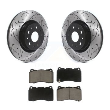 Front Coated Drilled Slotted Disc Brake Rotors And Ceramic Pads Kit For Cadillac CTS CT6 KDC-100102