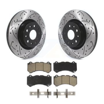 Front Coated Drilled Slotted Disc Brake Rotors And Ceramic Pads Kit For Cadillac CTS KDC-100103