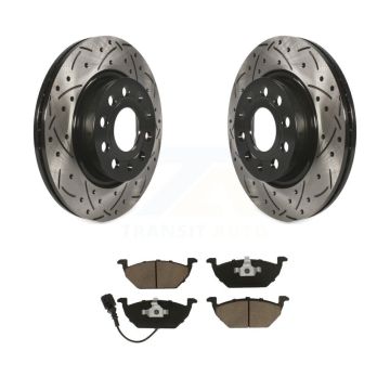 Front Coated Drilled Slotted Disc Brake Rotors And Ceramic Pads Kit For Volkswagen Jetta KDC-100108