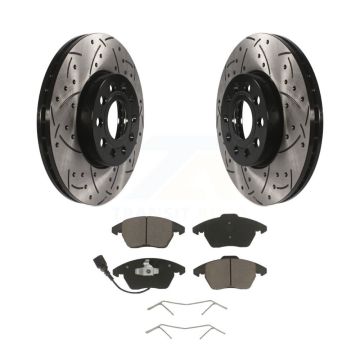 Front Drill Slot Brake Rotor Ceramic Pad Kit For Volkswagen Jetta Golf Beetle Rabbit Audi KDC-100110