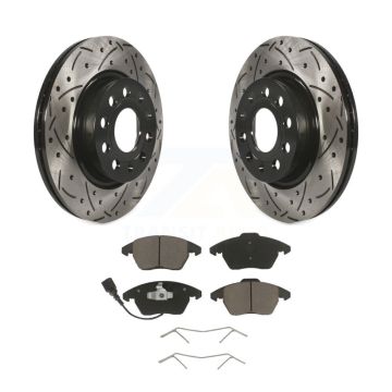 Front Coat Drill Slot Disc Brake Rotor Ceramic Pad Kit For Volkswagen GTI Audi A3 Quattro KDC-100111
