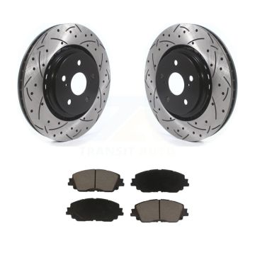 Front Drill Slot Brake Rotors Ceramic Pad Kit For 20-23 Toyota Camry XSE With TRD Package KDC-100113