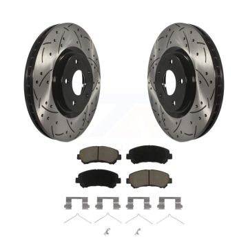 Front Coated Drilled Slotted Disc Brake Rotors And Ceramic Pad Kit For Nissan Sentra Juke KDC-100116