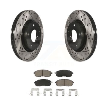 Front Coated Drilled Slotted Disc Brake Rotors And Ceramic Pads Kit For Nissan Sentra KDC-100117