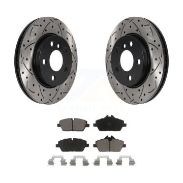 Front Coated Drilled Slotted Disc Brake Rotors And Ceramic Pads Kit For Mini Cooper KDC-100118