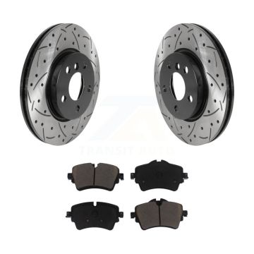 Front Coated Drilled Slotted Disc Brake Rotor And Ceramic Pad Kit For Mini Cooper Clubman KDC-100119