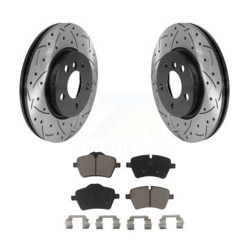 Front Coated Drilled Slotted Disc Brake Rotors And Ceramic Pads Kit For Mini Cooper KDC-100120