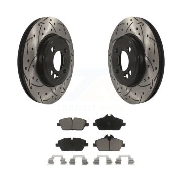Front Coated Drilled Slotted Disc Brake Rotors And Ceramic Pads Kit For Mini Cooper KDC-100121