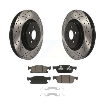 Front Coat Drill Slot Disc Brake Rotor Ceramic Pad Kit For Ford Edge Lincoln Nautilus MKX KDC-100124