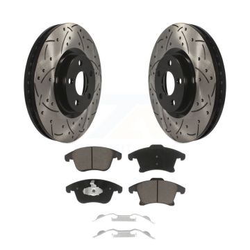 Front Drill Slot Brake Rotor Ceramic Pad Kit For Ford Police Responder Hybrid SSV Plug-In KDC-100125