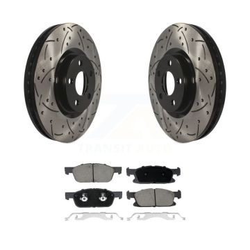 Front Coated Drilled Slotted Disc Brake Rotor And Ceramic Pad Kit For Lincoln Continental KDC-100126