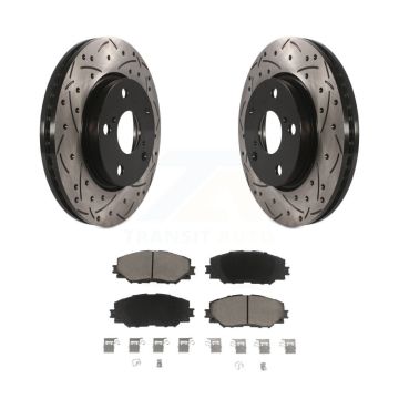 Front Drill Slot Disc Brake Rotors Ceramic Pad Kit For Toyota RAV4 Prius V Scion xB Lexus KDC-100128