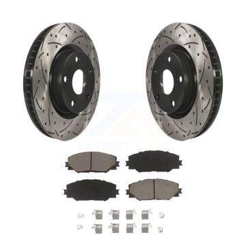 Front Drill Slot Brake Rotor Ceramic Pad Kit For Toyota RAV4 Matrix Pontiac Vibe Scion iM KDC-100129
