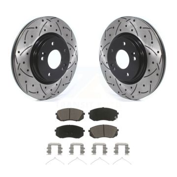 Front Drill Slot Brake Rotors Ceramic Pad Kit For Hyundai Sonata Kona Electric Kia Optima KDC-100130