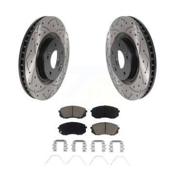 Front Coated Drilled Slot Disc Brake Rotors Ceramic Pad Kit For Hyundai Sonata Kia Optima KDC-100131