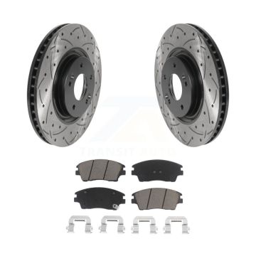 Front Drill Slot Disc Brake Rotor Ceramic Pad Kit For 2017-2022 Kia Sportage Turbocharged KDC-100132