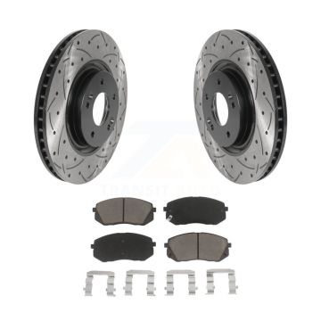 Front Drilled Slot Disc Brake Rotor Ceramic Pad Kit For Hyundai Tucson Sonata Kia Cadenza KDC-100133
