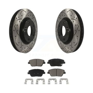 Front Coated Drilled Slot Disc Brake Rotors Ceramic Pad Kit For Hyundai Sonata Kia Optima KDC-100136